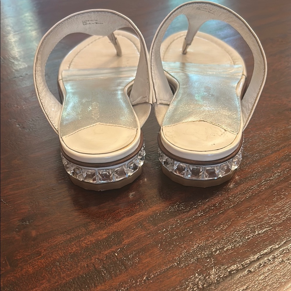 Donald J. Pliner White Sandals with Subtle Stitching - Picture 2 of 10